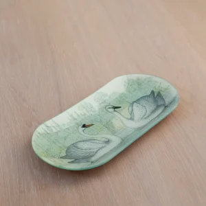 Glassfat - Decoupage Swans